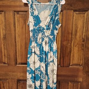 Teal floral print day dress